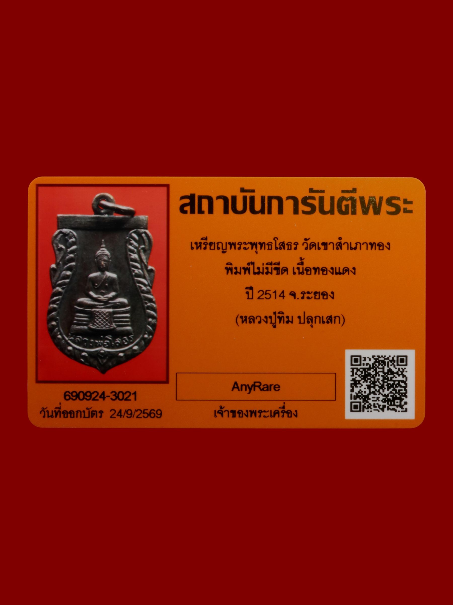 เหรียญพระพุทธโสธร วัดเขาสำเภาทอง รูปที่ 3