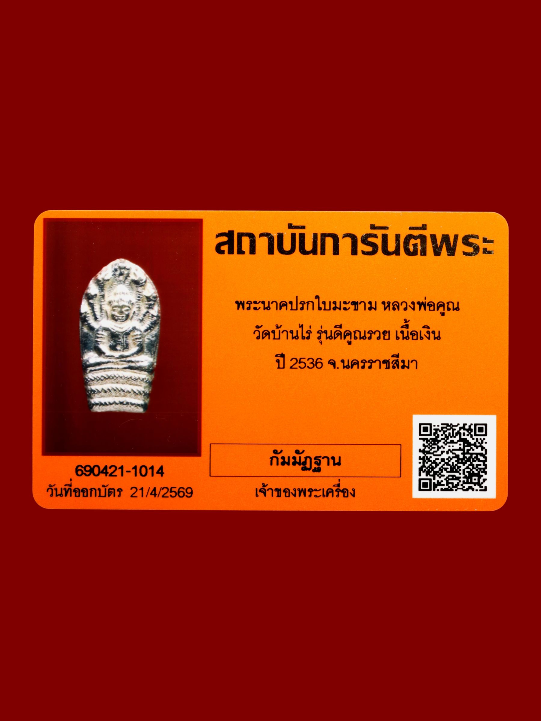 พระนาคปรกใบมะขามหลวงพ่อคูณ วัดบ้านไร่ รูปที่ 3