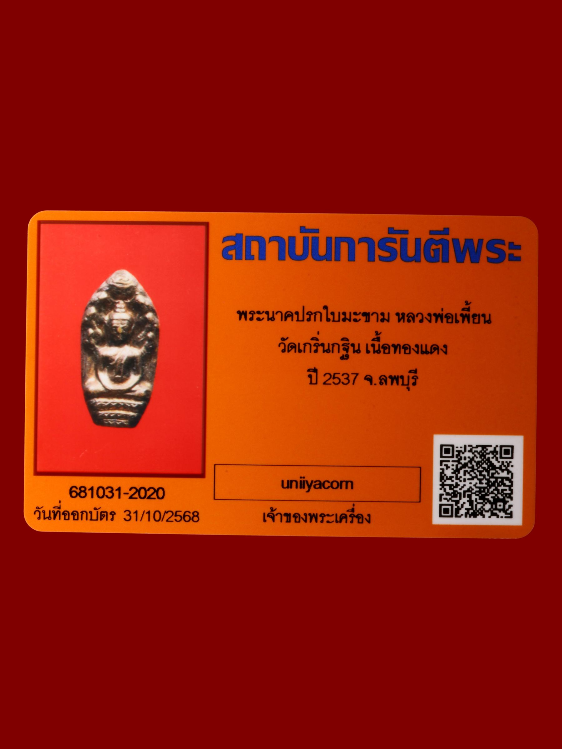 พระนาคปรกใบมะขามหลวงพ่อเพี้ยน วัดเกริ่นกฐิน รูปที่ 3
